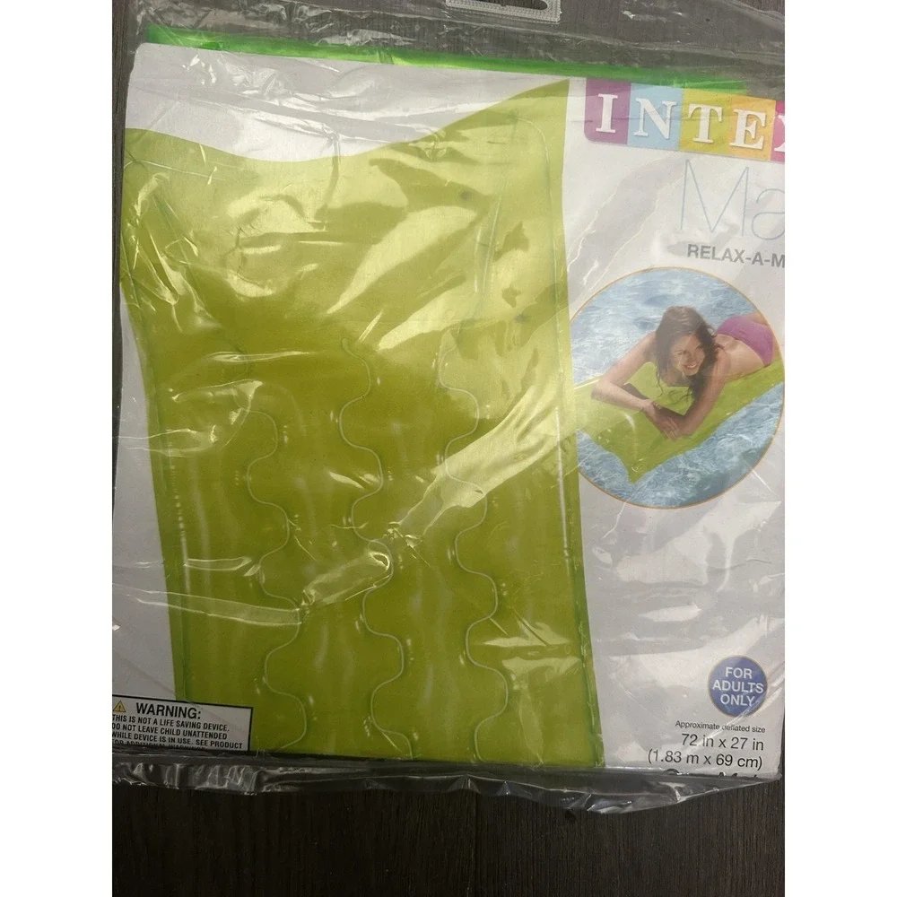 Intex Relax-A-Mat Inflatable Pool Lounge Float Lime Green Adult Mat 72